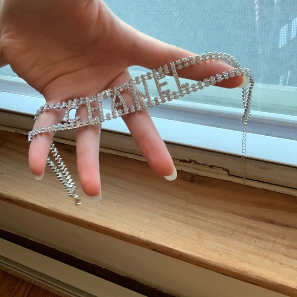 Rhinestone letter choker - Picture 3 of 4